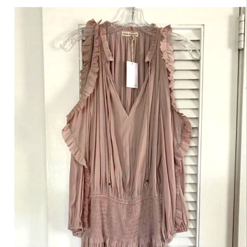Ulla Johnson Blush Pink Satin Isla Cold Shoulder